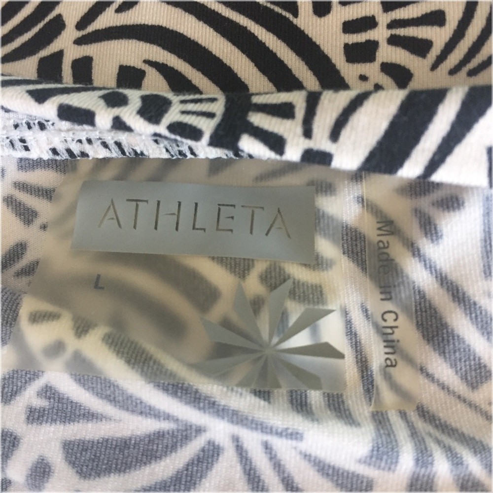 Athleta Black and White Printed Midi Dress, sz L - Picture 4 of 6